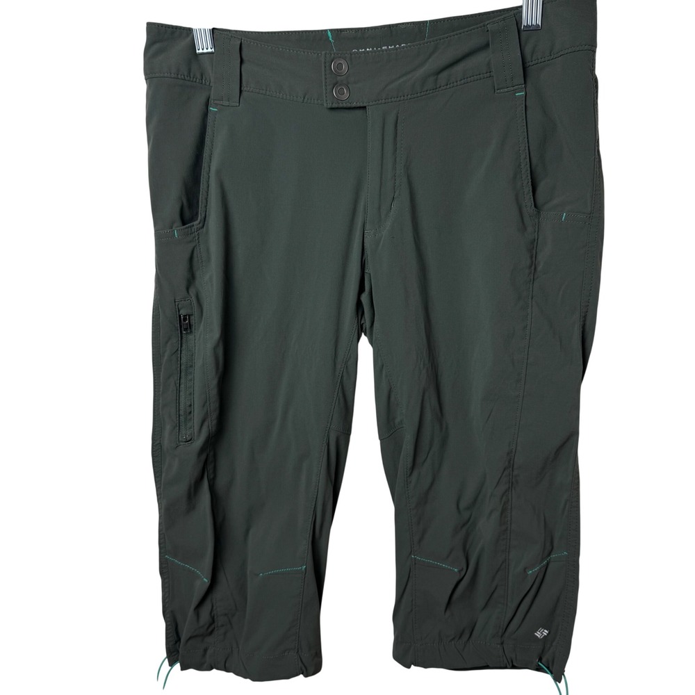 Columbia Capri Pants Women 8 Green Omni-Shade Hiking Cargo Outdoor Utility